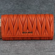 Miu Miu Matelasse Shiny Calf Leather Wallet 6618 Orange