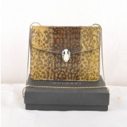 Bvlgari Serpenti Snake Veins Leather Shoulder Bag Apricot 605