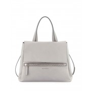 Givenchy Pandora Pure Medium Calf Leather Satchel Bag Gray