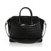 Givenchy Antigona Medium Crocodile Satchel Black