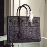 Yves Saint Laurent Small Sac De Jour Croc Embossed Black Bag