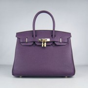Hermes Birkin 30cm Togo leather Handbags purple golden