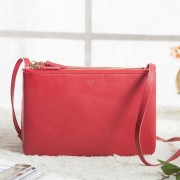 Celine Small Trio Crossbody Bag In Red Calfskin