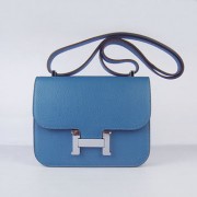 Hermes Constance Cowskin Leather Bag H017 blue silver