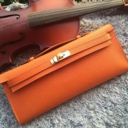 Hermes Orange Handcrafted Kelly Cut Clutch