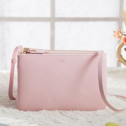 Celine Small Trio Crossbody Bag In Pink Calfskin