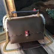 Fendi Kan I Scalloped Bag In Chocolate Calfskin