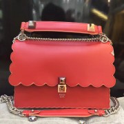 Fendi Kan I Scalloped Bag In Red Calfskin
