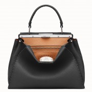 Fendi Selleria Peekaboo Medium Bag In Black Roman Leather