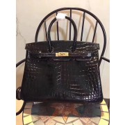 Hermes Birkin 35cm Crocodile Leather Handbag Black Gold