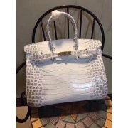 Hermes Birkin 35cm Crocodile Leather Handbag White Gold