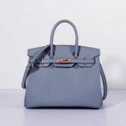 Hermes 30cm Birkin Bag Epsom Leather with Strap Blue Lin Gold