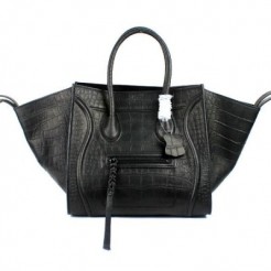Celine Black Boston Croco Leather Bags
