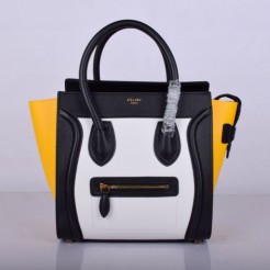 Celine Medium Luggage Tote Black White Yellow
