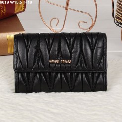 Miu Miu Matelasse Black Original Leather Flap Wallet