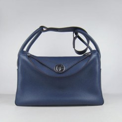 Hermes Lindy 34cm handbag 6208 dark blue Silver