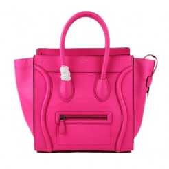 Celine Large Luggage Tote Neon Pink Leather Bag