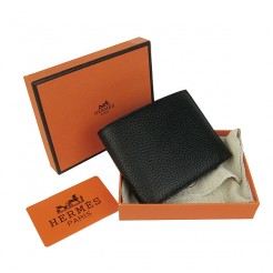 Hermes Wallet H014 Cow Leather Black