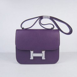 Hermes Constance Cowskin Leather Bag H017 purple silver