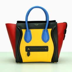 Celine Large Luggage Tote Black Yellow Blue Red