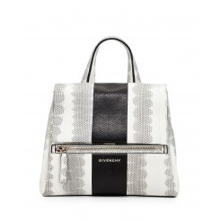 Givenchy Pandora Small Watersnake Satchel Bag White/Black