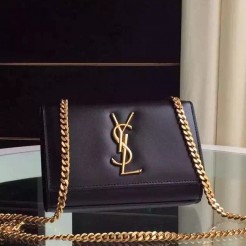 Yves Saint Laurent Small Monogram Satchel Bag In Black Leather