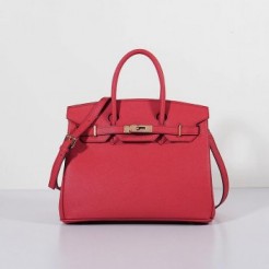 Hermes 30cm Birkin Bag Epsom Leather with Strap Red Gold