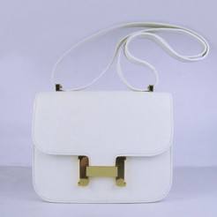 Hermes Constance Cowskin Leather Bag H017 white golden