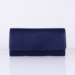 Yves Saint Laurent Lady Lambskin Leather Purse Sapphire Blue 39321