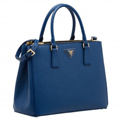 Prada Medium Galleria Bag In Blue Saffiano Leather