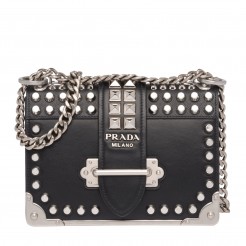 Prada Cahier Studded Leather Shoulder Bag