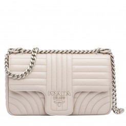 Prada Medium Diagramme Flap Bag In Ivory Calfskin