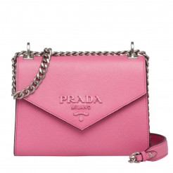 Prada Monochrome Flap Bag In Begonia Pink Saffiano Leather