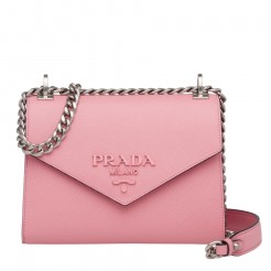 Prada Monochrome Flap Bag In Petal Pink Saffiano Leather