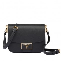 Prada Embleme Bag In Black Saffiano Leather