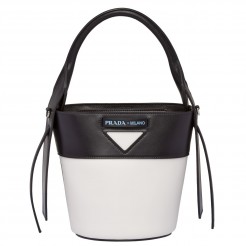 Prada Black/White Ouverture Leather Bucket Bag