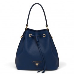 Prada Bucket Bag In Blue Saffiano Leather