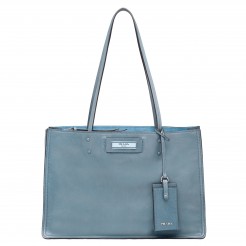 Prada Etiquette Tote Bag In Blue Calf Leather