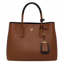 Prada Bicolor Double Medium Palisander Saffiano Bag