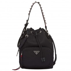 Prada Bucket Shoulder Bag In Black Nylon 1BH038