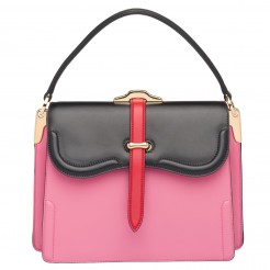 Prada Belle Bag In Pink/Black Calf Leather