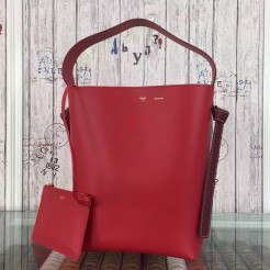 Celine Twisted Cabas Small Bag In Red/Orange Calfskin