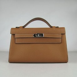 Hermes Kelly 22cm handbag H008 light coffee