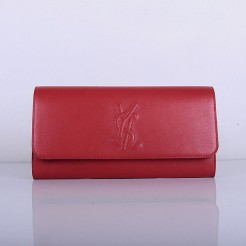 Yves Saint Laurent Lady Lambskin Leather Purse Red 39321