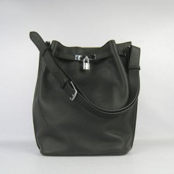 Hermes Nappa Leather Shoulder Bag H2804 black Silver