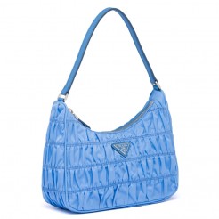 Prada Hobo Mini Bag In Blue Nylon