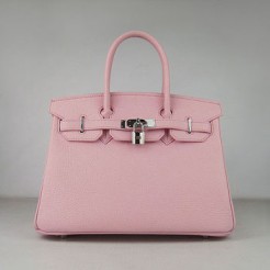Hermes Birkin 30cm Togo leather Handbags pink silver