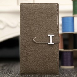 Hermes Bearn Gusset Wallet In Etoupe Leather