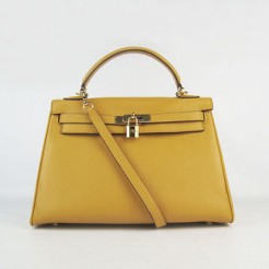 Hermes Kelly 32cm Togo leather handbag 6108 yellow golde