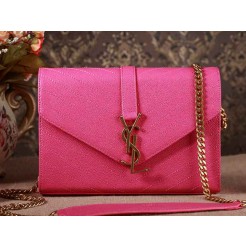 Yves Saint Laurent Small Monogramme Satchel Lipstick Fuchsia Grain Textured Matelasse Leather